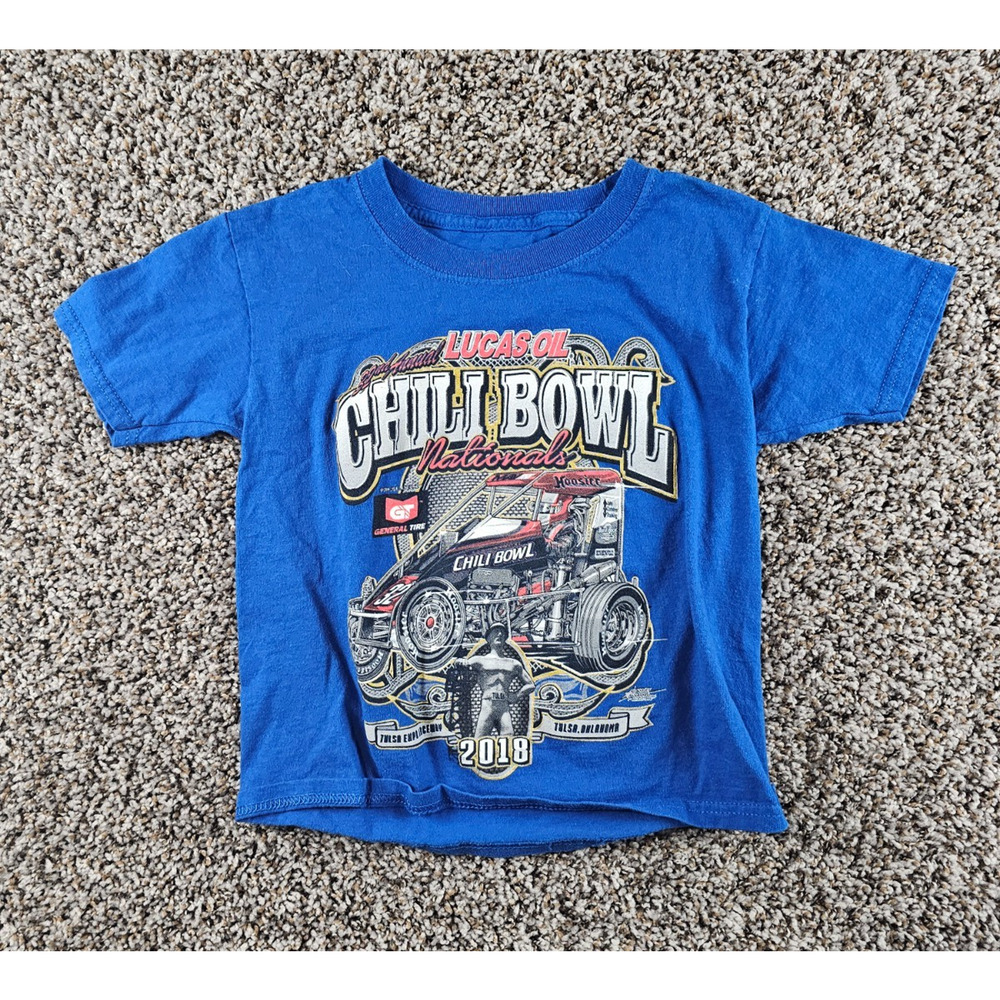 2018 Chili Bowl Sprint Car Racing Short Sleeve T Shirt Boys Sz S Blue